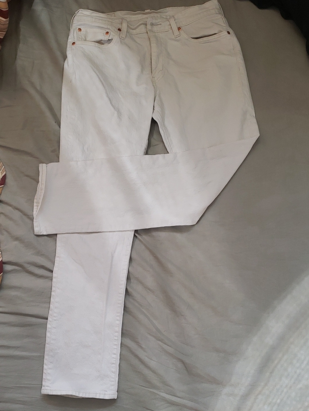 White Straight-Leg Levis Jeans